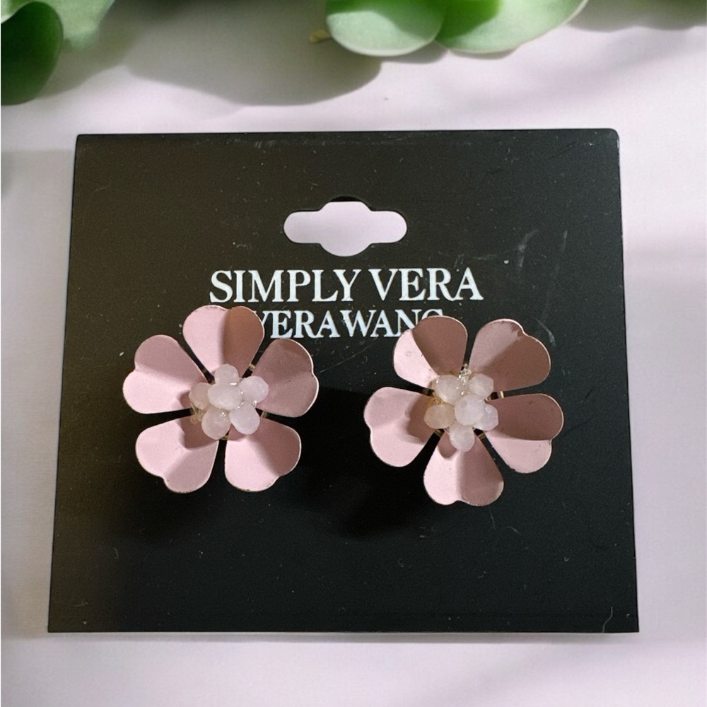 Simply Vera Vera Wang Pink Flower Earrings